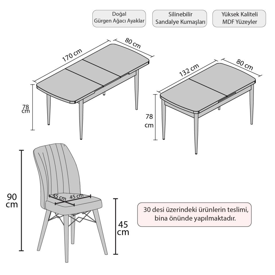 Hestia Series Kitchen Table Set with 4 Chairs Plain White