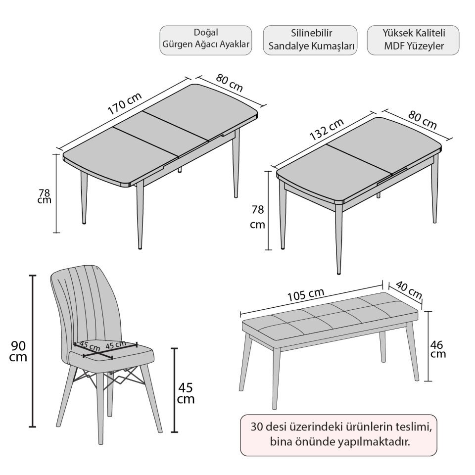Hestia Series Kitchen Table Set White Marble with Bench