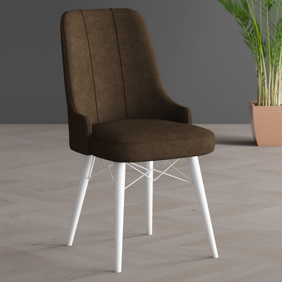 Küchenstühle Hera-Serie, weiße Beine, BRAUN