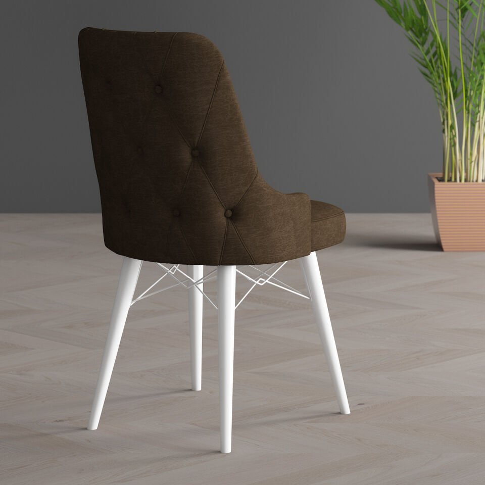 Küchenstühle Hera-Serie, weiße Beine, BRAUN