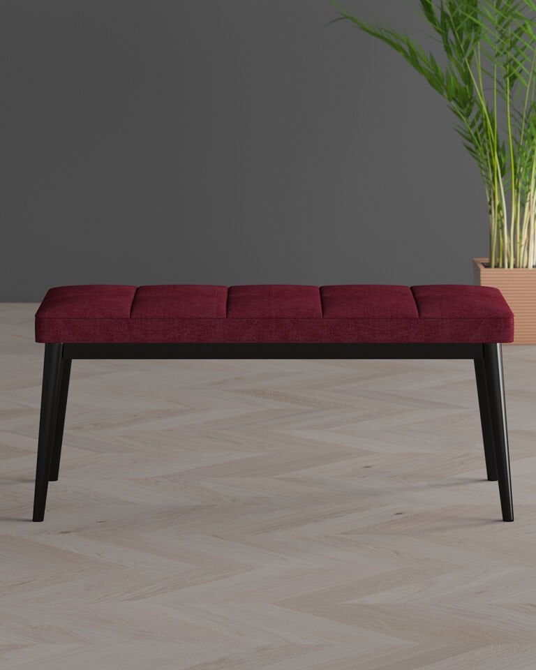 Kapı Önü Puf & Bench Siyah Ayak BORDO