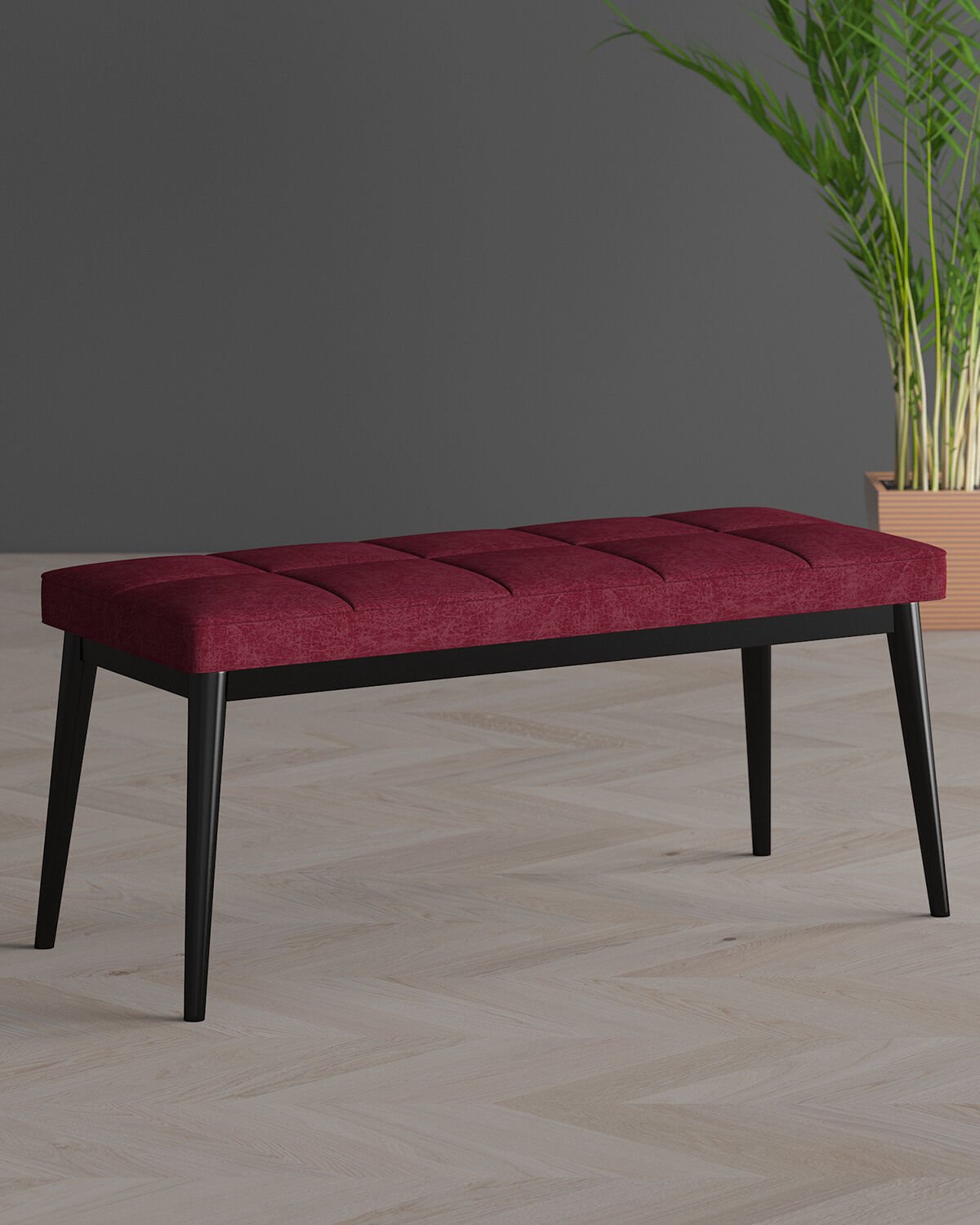 Kapı Önü Puf & Bench Siyah Ayak BORDO