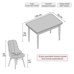 Hera Serisi Sabit Mutfak Masa Takımı 4 Sandalyeli Ceviz