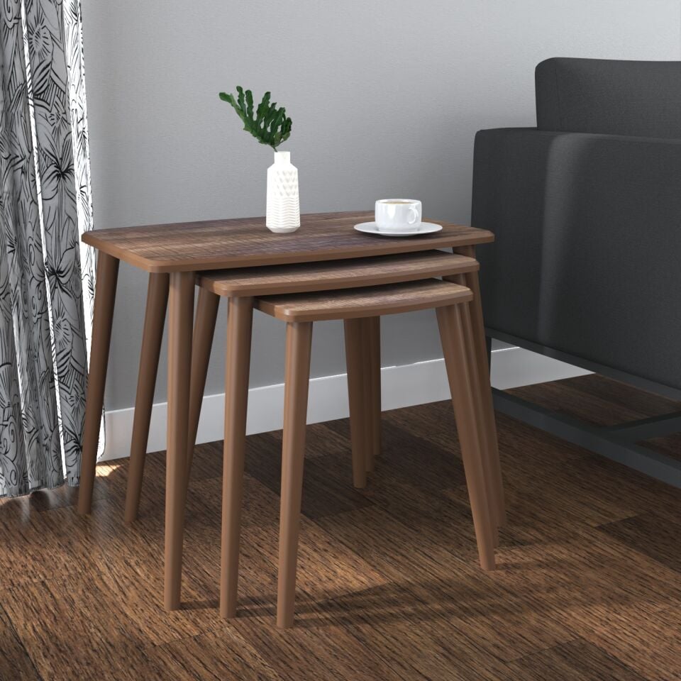3-Seat Nesting Coffee Table DARK WOOD