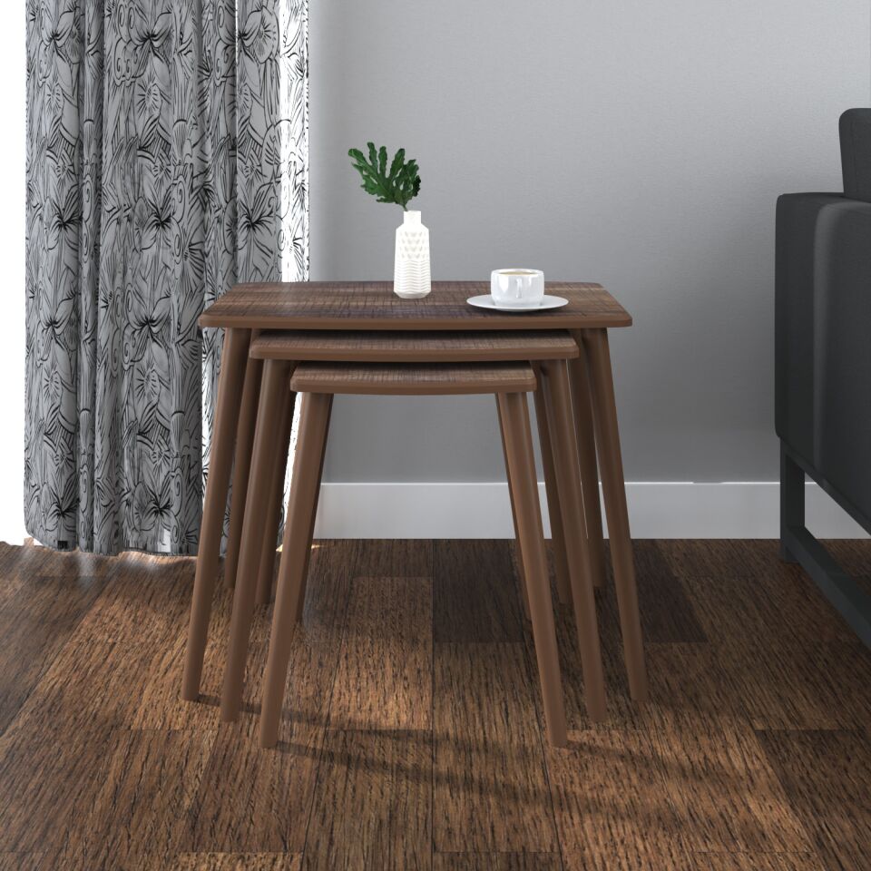 3-Seat Nesting Coffee Table DARK WOOD