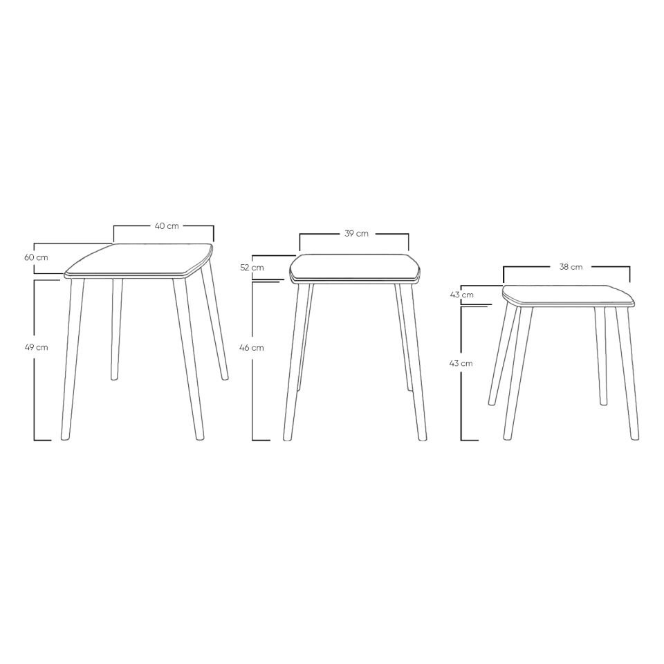3-Seat Nesting Coffee Table DARK WOOD