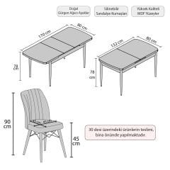 Hestia Series Fixed Kitchen Table Set with 2 Chairs Black Marble