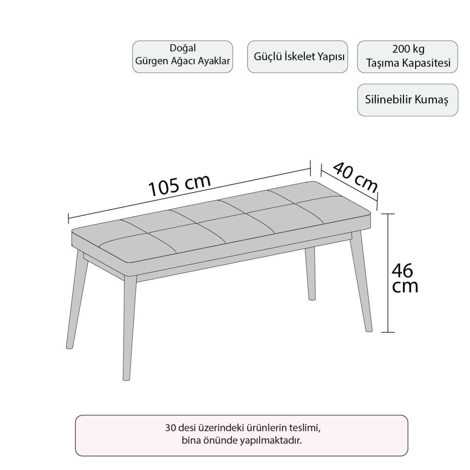Kapı Önü Puf & Bench Ceviz Ayak