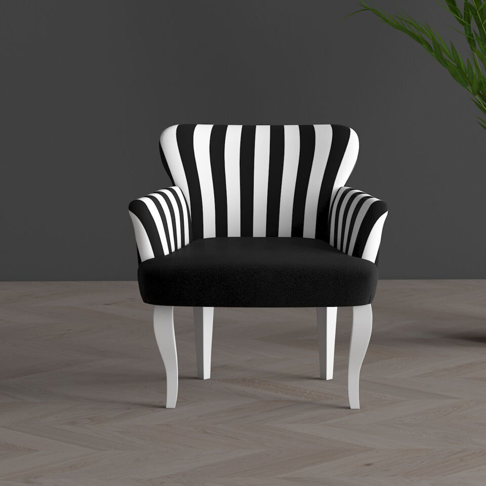 Armed Single Armchair White Leg