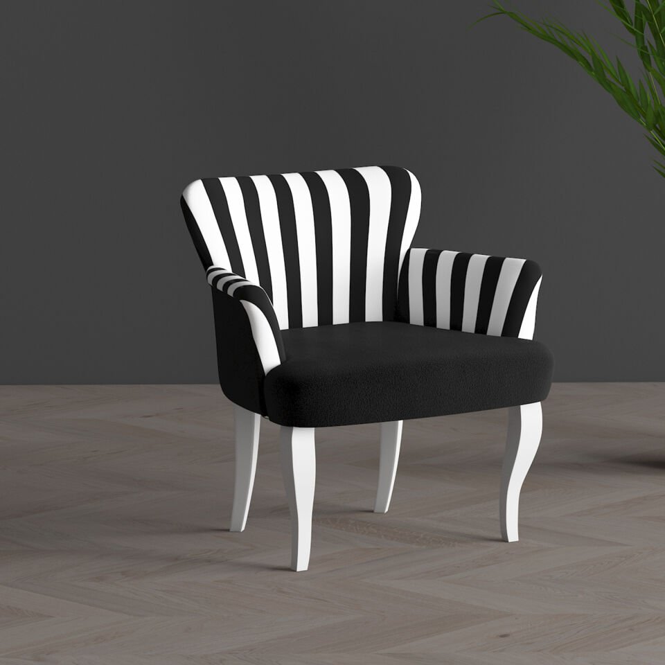 Armed Single Armchair White Leg